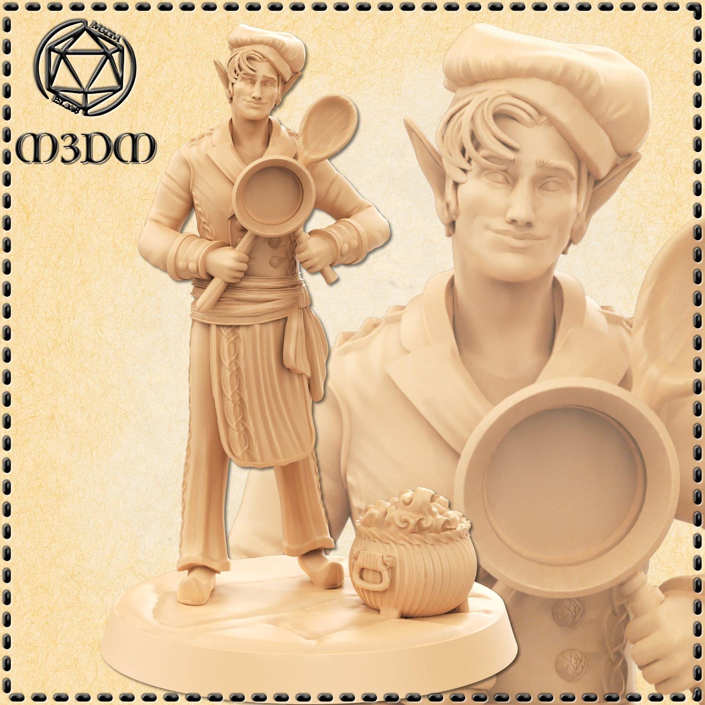 Male Elf Chef miniature by M3DM