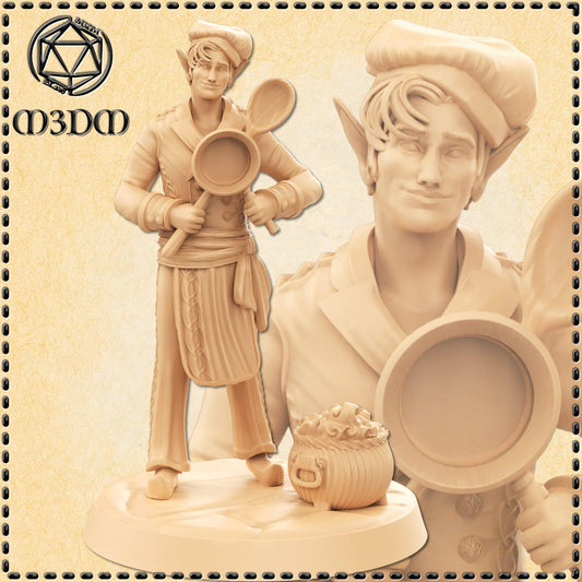Male Elf Chef miniature by M3DM