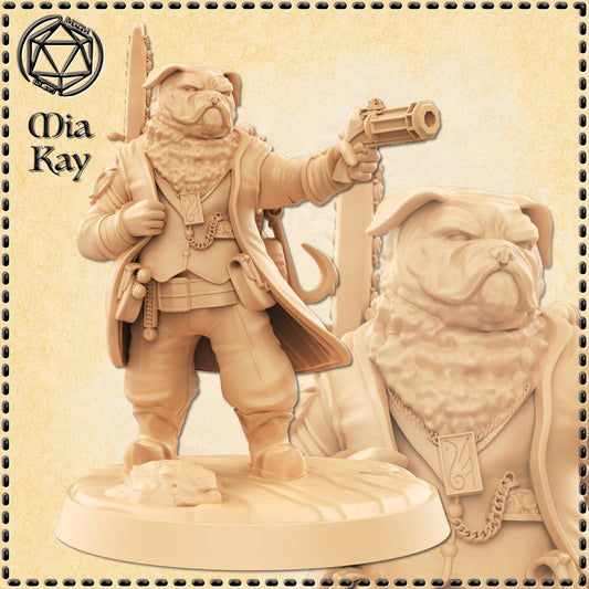 Pugfolk Gunslinger miniature by M3DM