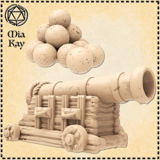 Cannon with Cannonballs miniature by M3DM