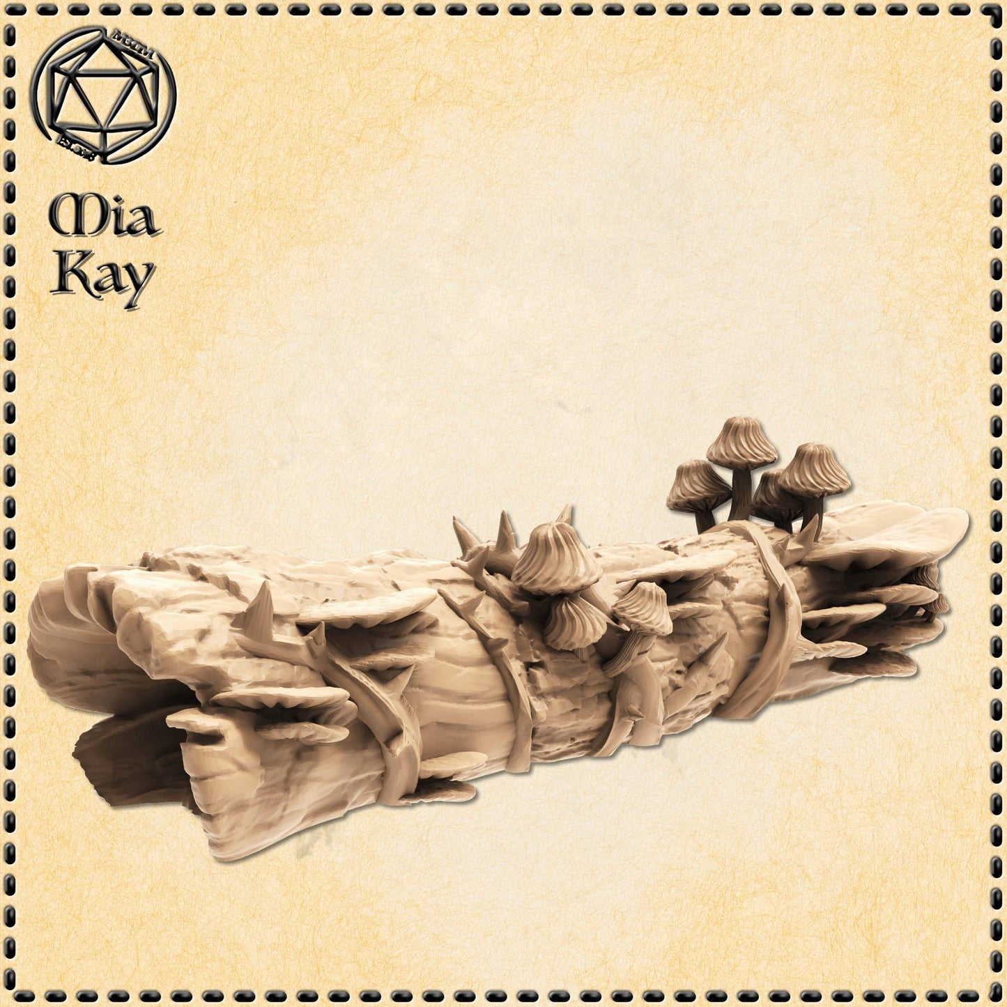 Fallen Log with Mushrooms miniature by M3DM