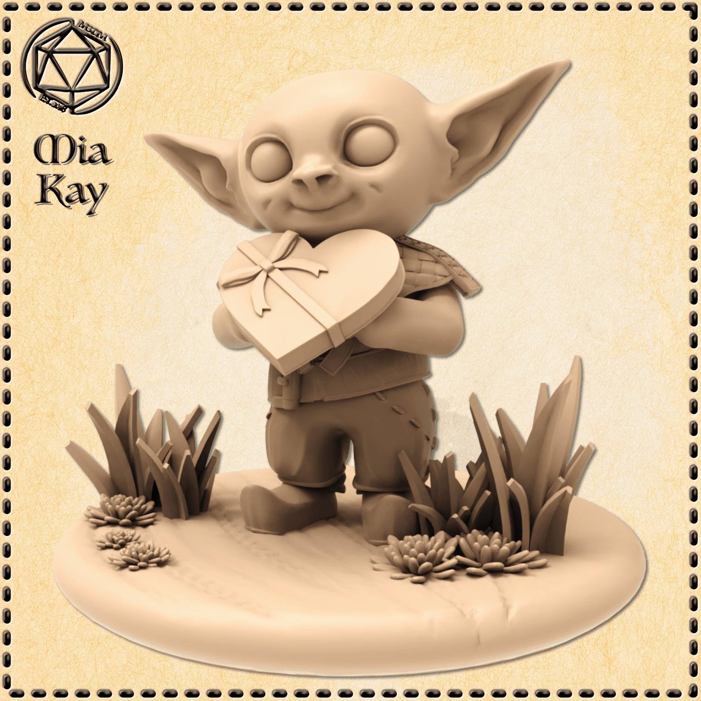 Baby Goblin Valentine's Day Heart miniature by M3DM
