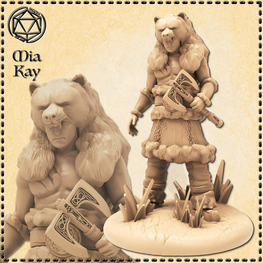 Bear Warrior miniature by M3DM
