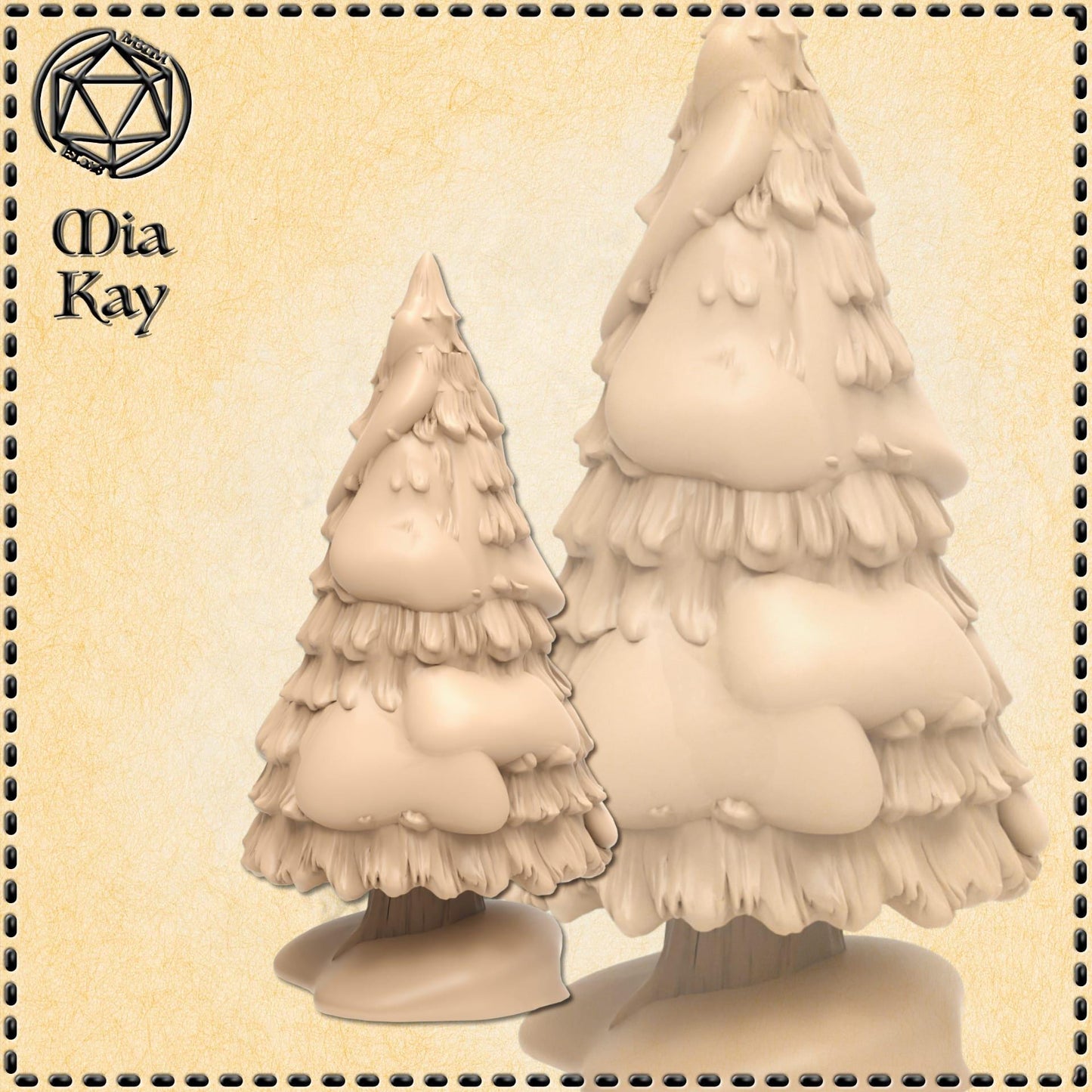 Set of 3 Snowy Trees miniature by M3DM