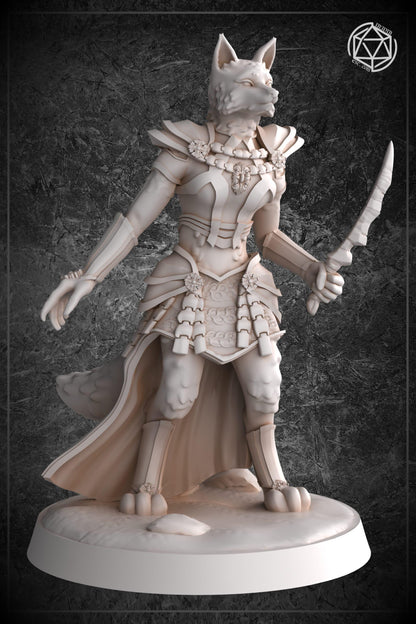 Foxfolk Female Fighter miniature by M3DM