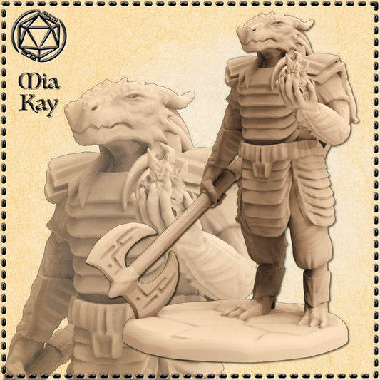 Dragonborn Eldritch Knight miniature by M3DM