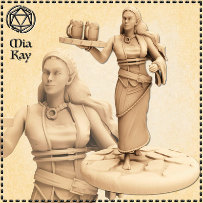 Half Elf Barmaid miniature by M3DM