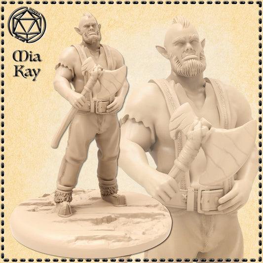 Half Orc Woodcutter miniature by M3DM