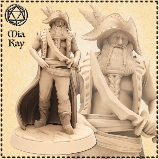 Male Pirate Captain miniature by M3DM