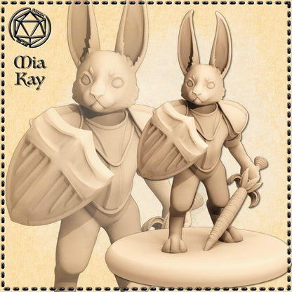 Rabbit Warrior miniature by M3DM