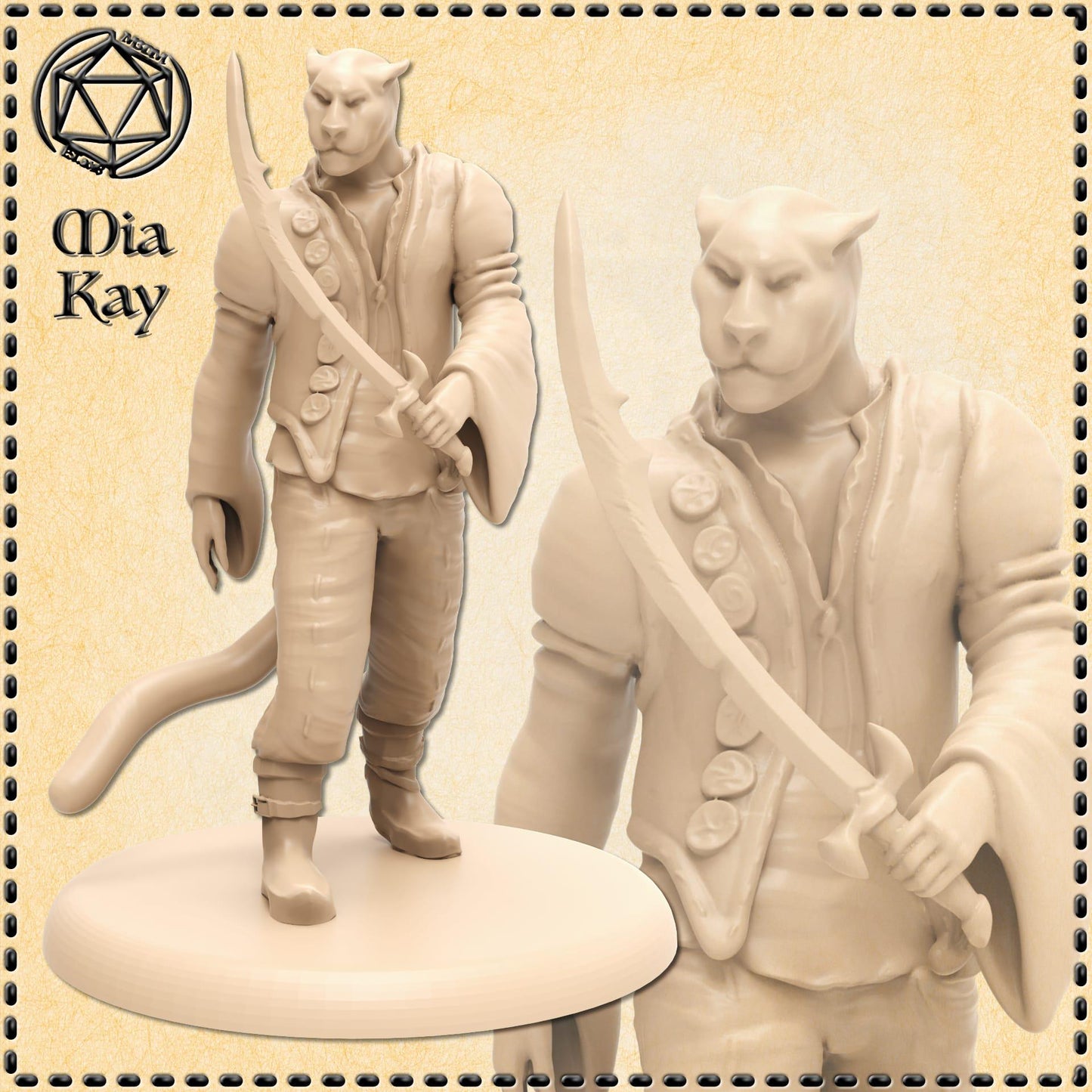 Tabaxi Pirate miniature by M3DM