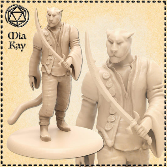 Tabaxi Pirate miniature by M3DM