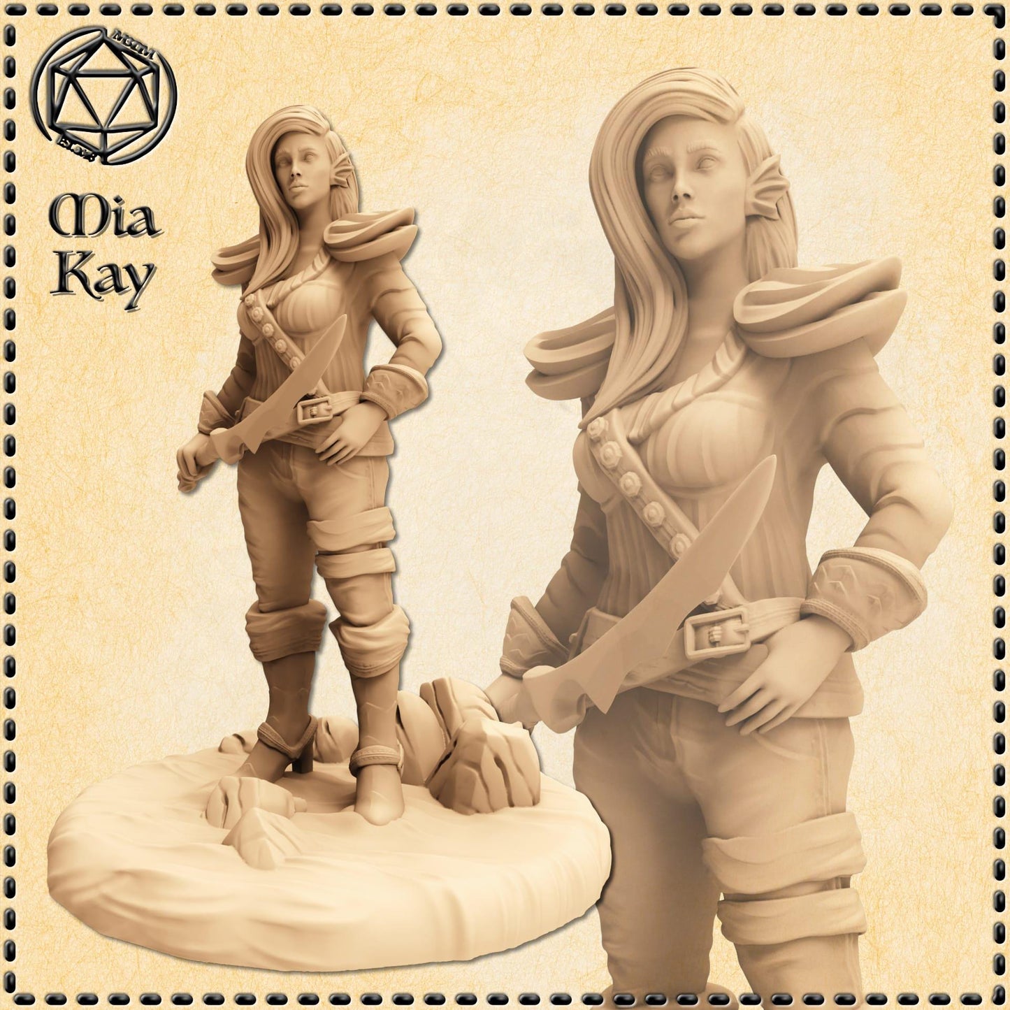 Water Genasi miniature by M3DM