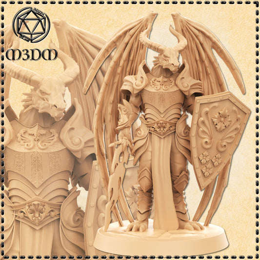 Winged Dragonborn Paladin miniature by M3DM