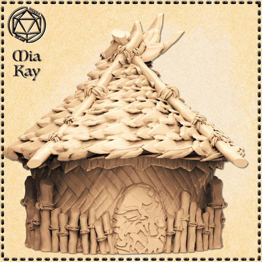 Grung Hut miniature by M3DM
