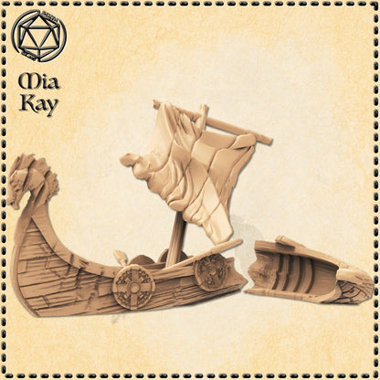 Longship Wreckage miniature by M3DM