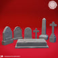 Graveyard terrain miniature by Yasashii Kyojin Studio
